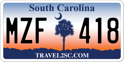 SC license plate MZF418