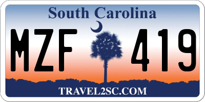 SC license plate MZF419