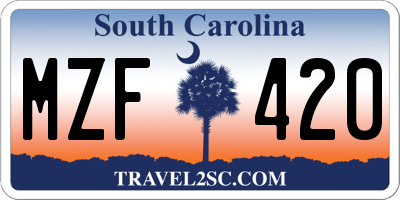 SC license plate MZF420