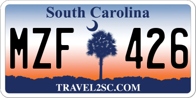SC license plate MZF426