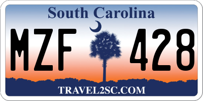 SC license plate MZF428