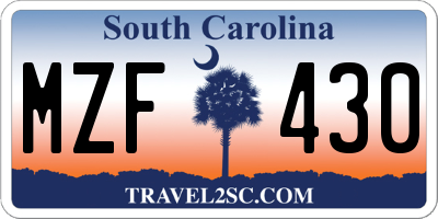 SC license plate MZF430