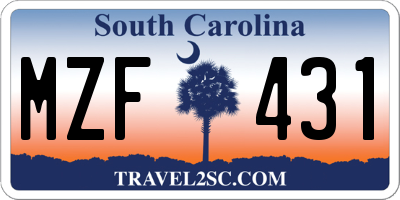 SC license plate MZF431