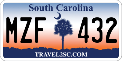 SC license plate MZF432