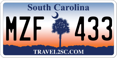 SC license plate MZF433