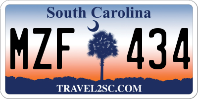 SC license plate MZF434