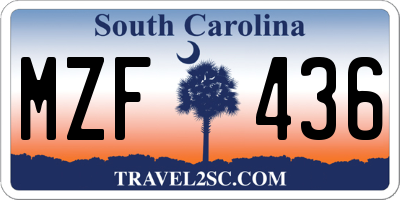 SC license plate MZF436