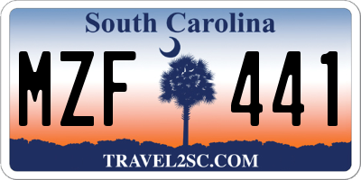 SC license plate MZF441