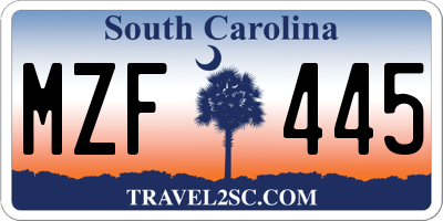 SC license plate MZF445