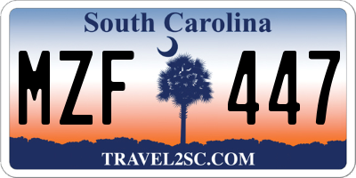 SC license plate MZF447