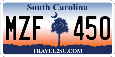 SC license plate MZF450