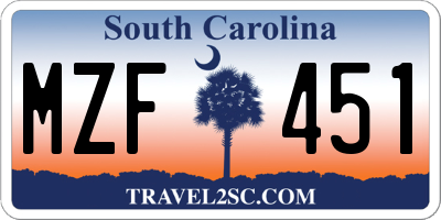 SC license plate MZF451