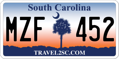 SC license plate MZF452