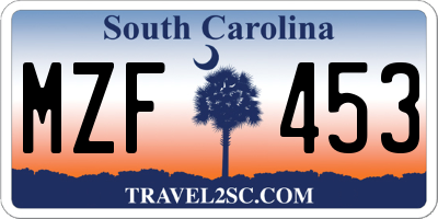 SC license plate MZF453