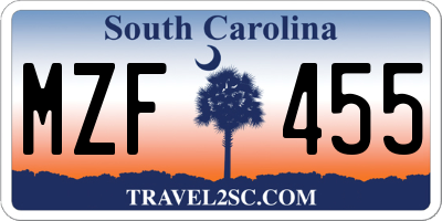 SC license plate MZF455