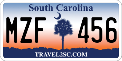 SC license plate MZF456