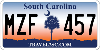 SC license plate MZF457