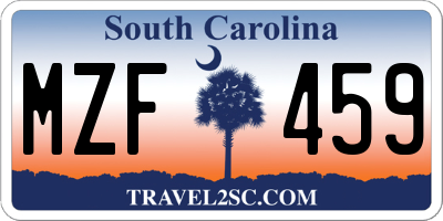 SC license plate MZF459