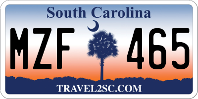 SC license plate MZF465