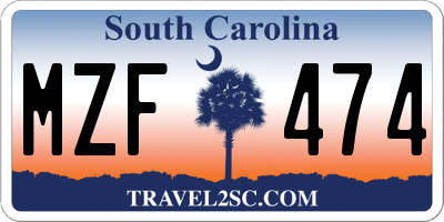 SC license plate MZF474