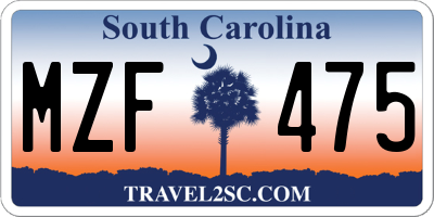 SC license plate MZF475