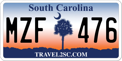 SC license plate MZF476