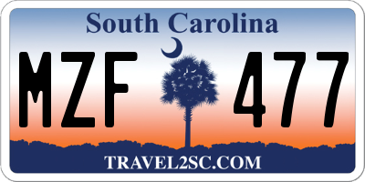 SC license plate MZF477