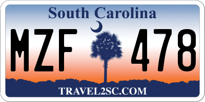 SC license plate MZF478