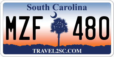 SC license plate MZF480