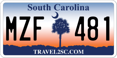 SC license plate MZF481