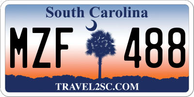 SC license plate MZF488