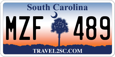 SC license plate MZF489