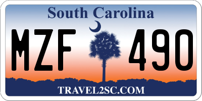 SC license plate MZF490