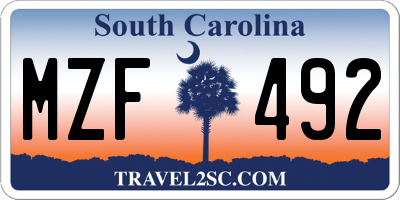 SC license plate MZF492