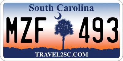 SC license plate MZF493
