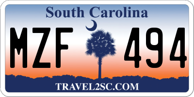 SC license plate MZF494