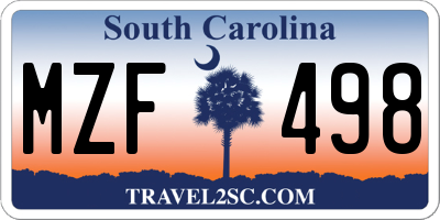 SC license plate MZF498
