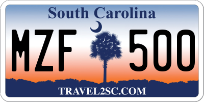 SC license plate MZF500