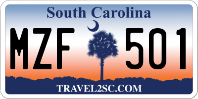 SC license plate MZF501