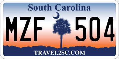 SC license plate MZF504