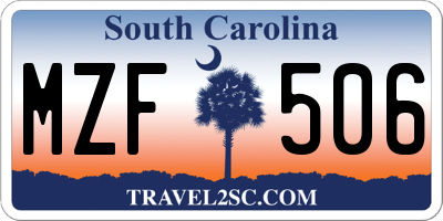 SC license plate MZF506