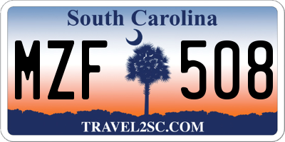 SC license plate MZF508