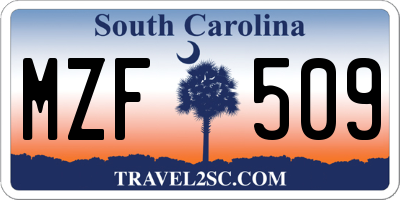 SC license plate MZF509