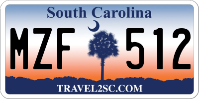 SC license plate MZF512