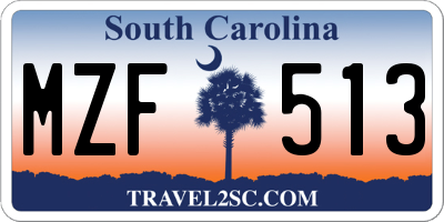 SC license plate MZF513