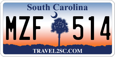 SC license plate MZF514