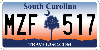 SC license plate MZF517