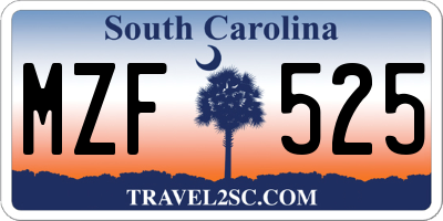 SC license plate MZF525