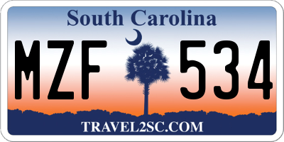 SC license plate MZF534