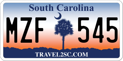 SC license plate MZF545